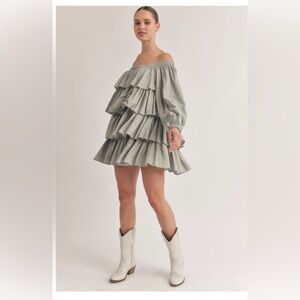 Klesis Gray Ruffled Skirt